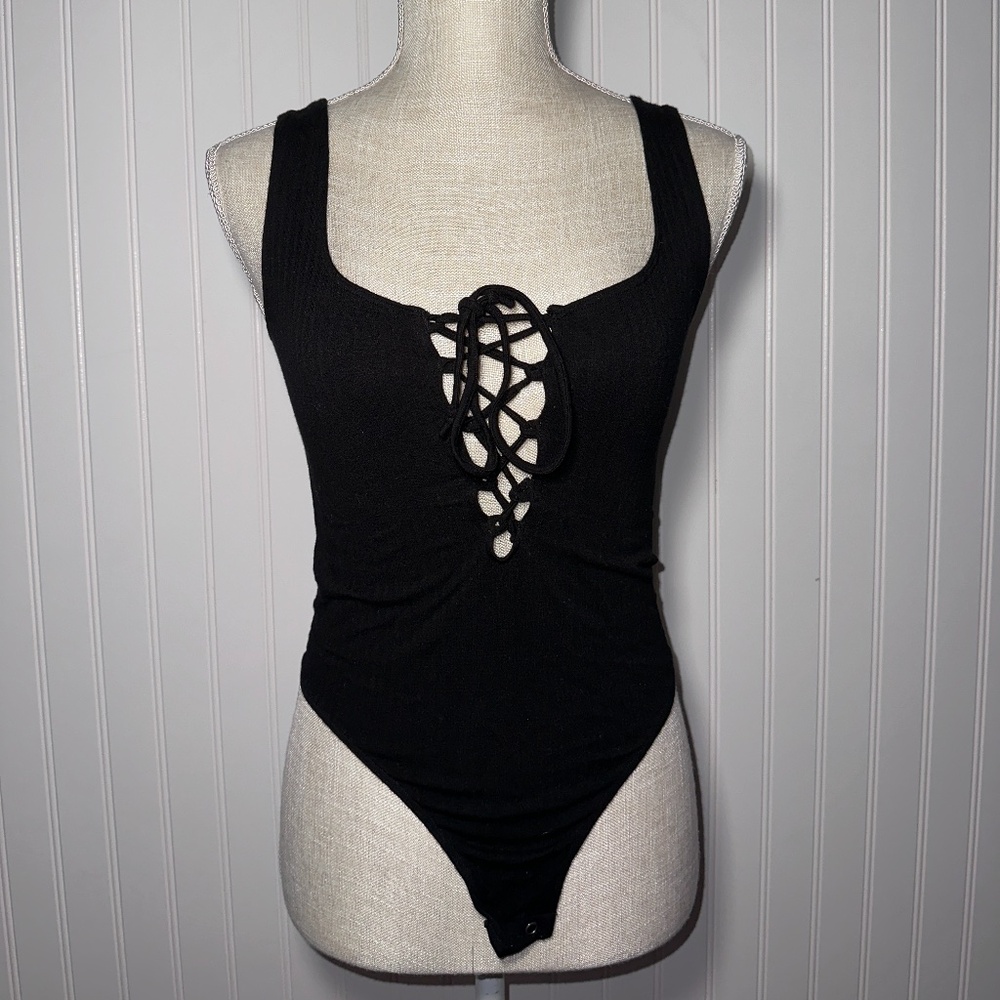 Black Tie Up Bodysuit